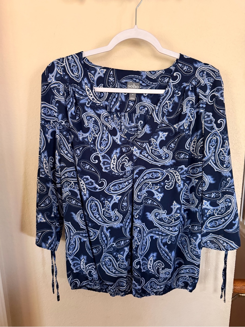 Soho Navy and Light Blue Paisley Blouse
